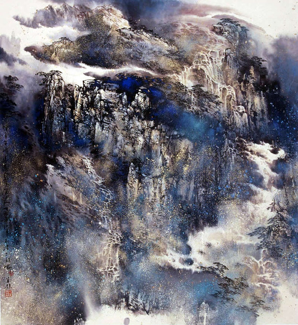 楽天市場】山水画の掛け軸 水墨山水 木村挙山作品 高級桐箱付