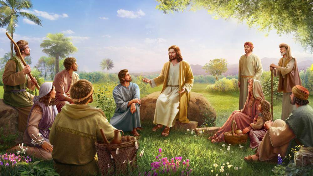 主耶穌與門徒百姓在一起