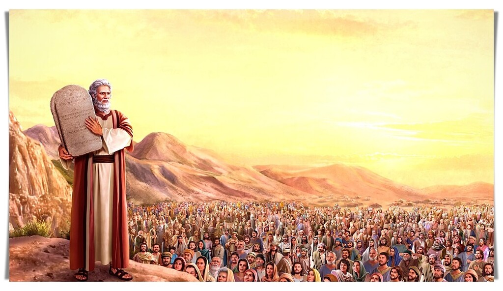 神借著摩西頒布十誡帶領人類在地上生活
