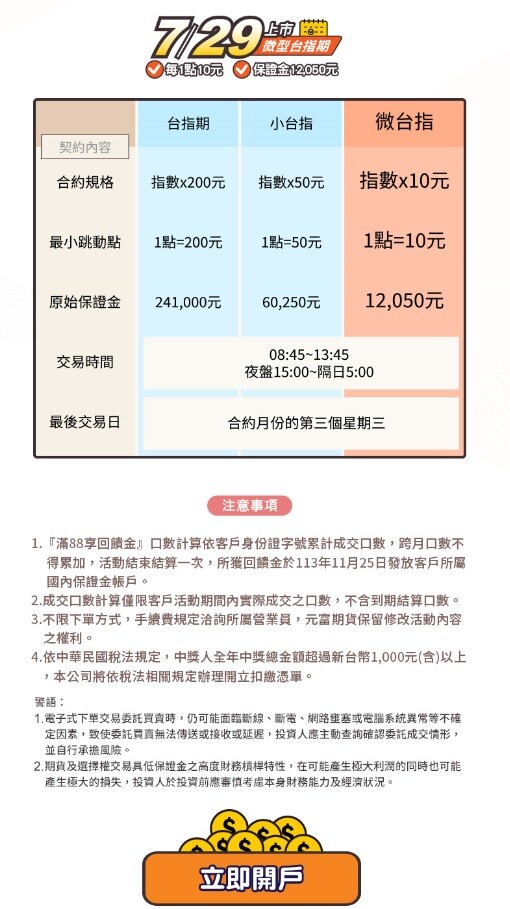 ^^元富期貨新活動來囉→113/7/29~113/10/31