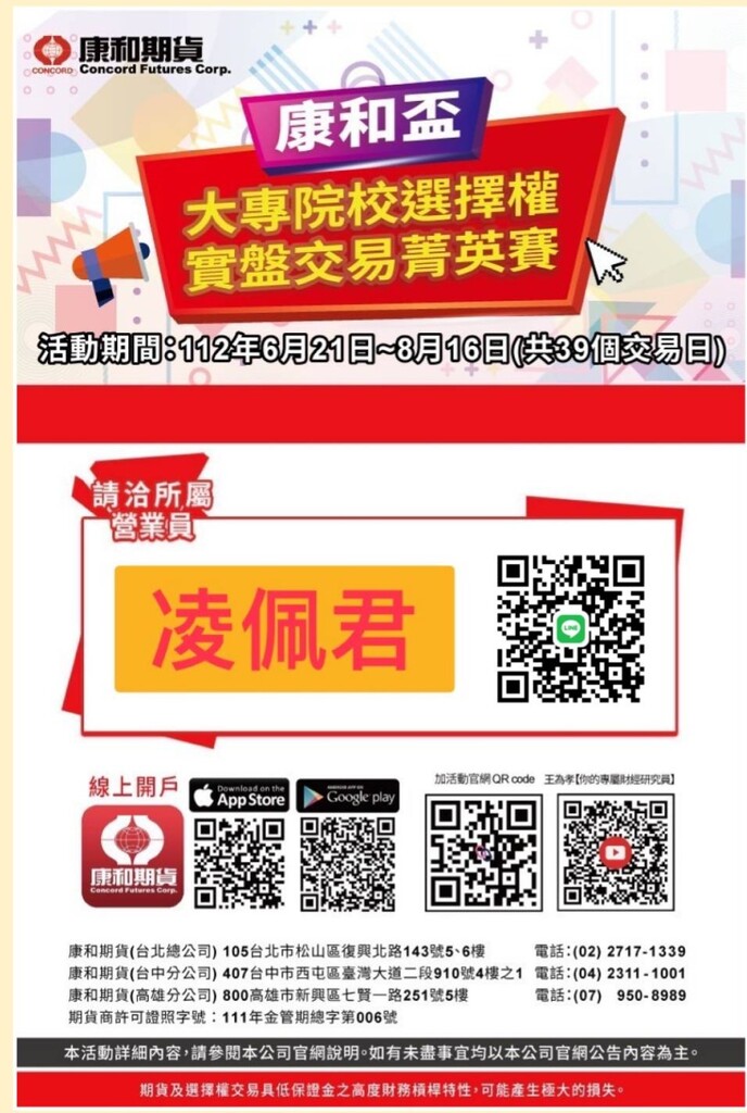 2023康和盃大專院校選擇權實盤交易菁英賽即將開跑 康和期貨佩君